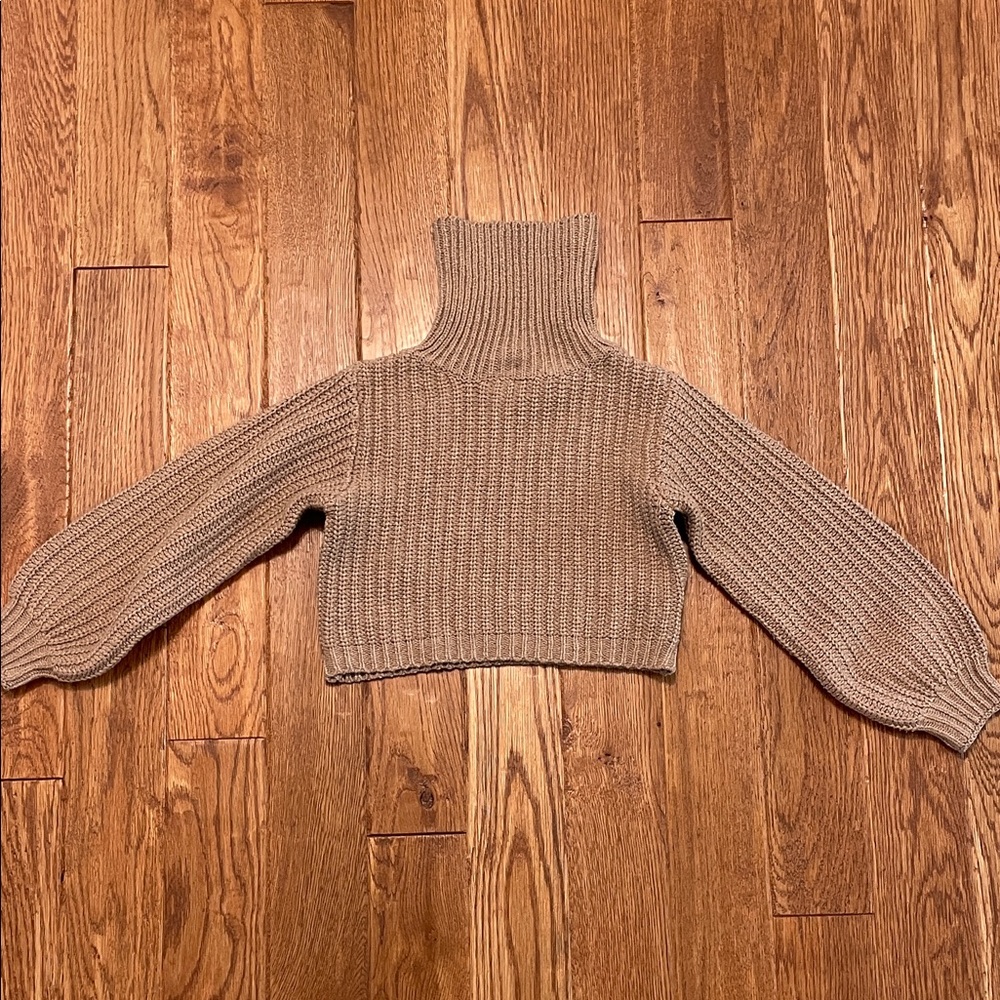SHEIN Kids Brown crop Turtleneck Sweater